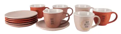 ALPEKSHOME, ENJOY, SKODELICE ZA BELO KAVO S PODSTAVKOM, 160 ML, 6 KOS