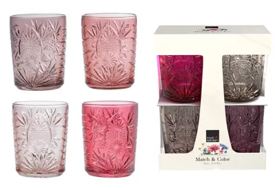 ROYAL LEERDAM, MATCH&COLOR, KOZARCI ZA VODO, ROZA, 350 ML, 4 KOS