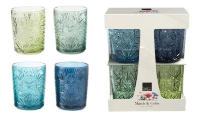 ROYAL LEERDAM, MATCH&COLOR,  KOZARCI ZA VODO, MODRI, 350ml, 4 KOS