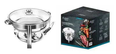 ALPEKSHOME, CHAFING OKROGEL S STEKLENIM POKROVOM 4.2 L, 1 KOS