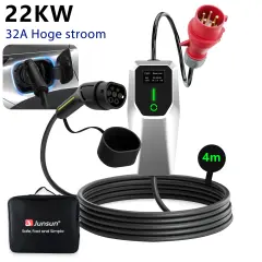 Tip 2 EV električni avtomobilski polnilni kabel –  22kW, nastavljiv tok, LCD zaslon, prenosni polnilnik 4 m z vtičem Schuko 6-32A IP67