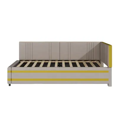 Postelja klop 90x200 cm iz žameta - z letvenim dnom - siva (brez vzmetnice)