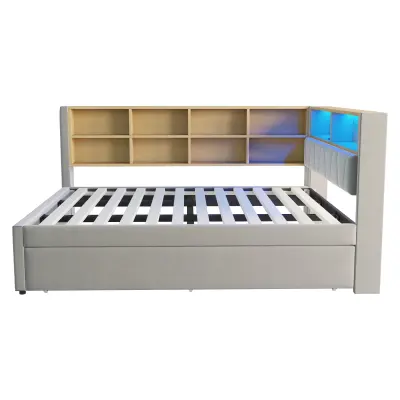 Zložljiv kavč 140x200 - Z vlečno posteljo 90x190 cm - Z USB vtičnico - Oblazinjen kavč - Svetlo siva