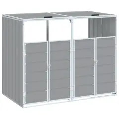 vidaXL Koš za smeti na kolesih za dvojne košare siv 144x81x113cm jeklo