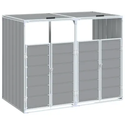 vidaXL Koš za smeti na kolesih za dvojne košare siv 144x81x113cm jeklo