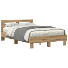 vidaXL Hrastov posteljni okvir Artisan hrast Inženirski les 120 x 190 cm