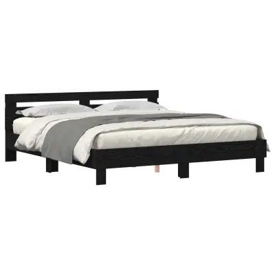 vidaXL Leseni okvir postelje Črni hrast Trden les 200 x 200 cm Vzdržljiv