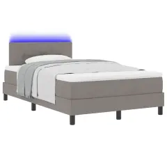 vidaXL Postelja z vzmetnico in LED Taupe 120x190 cm Tkanina