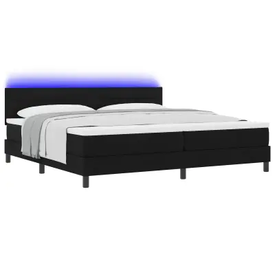 vidaXL Box Spring postelja z vzmetnico & LED črna 200x200 cm tkanina