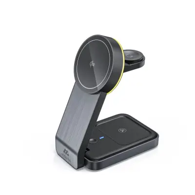 MH10 3-v-1 Zložljiva Brezžična Polnilna Postaja - BLACK