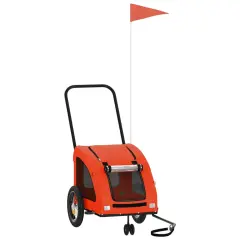 vidaXL Kolesarska prikolica za hišne ljubljenčke oranžna in siva
