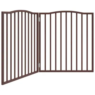 vidaXL Vrata za pse zložljiva 2 panela rjava 160 cm topolovina