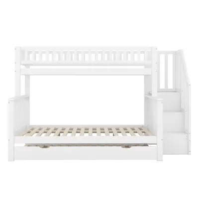 Lesena pograd - 2x90x200cm + 140x200cm - z lestvijo za shranjevanje - bela