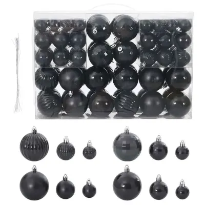 vidaXL Božični bomboni 100 kosov črni Ø3/4/6 cm