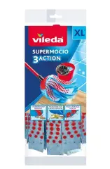 Wkład za mop Vileda SuperMocio 3Action Velour - Izjemna učinkovitost čiščenja in trajnost, odlični rezultati na vseh površinah. Komplet 1 kos.