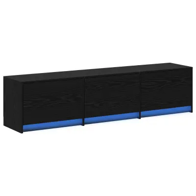 vidaXL TV omarica z LED črni hrast 162.5x34x40 cm inženirski les
