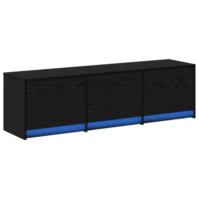 vidaXL TV omara z LED črni hrast 140x34x40 cm inženirski les