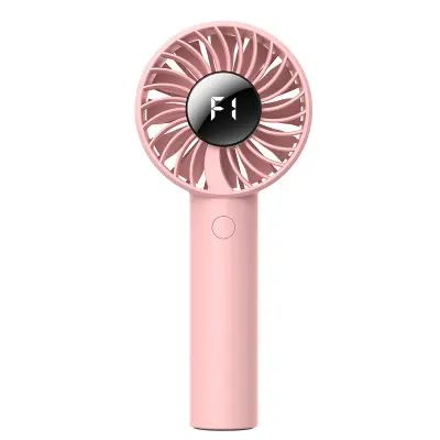 Prenosni ročni ventilator s 5 hitrostmi in digitalnim zaslonom Pink