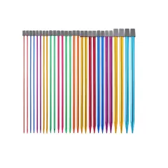Komplet 14 parov pisanih pletilnih igel, 35 cm