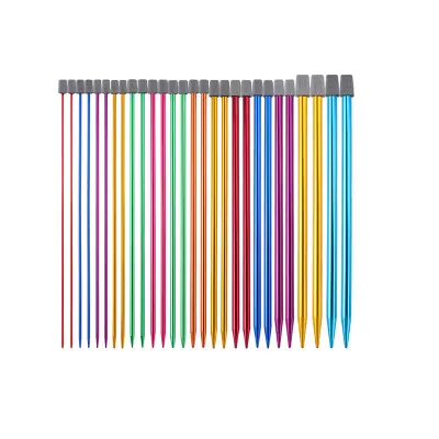 Komplet 14 parov pisanih pletilnih igel, 35 cm