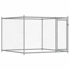 vidaXL Pasji boks z vrati siv 2x2x1,5 m pocinkano jeklo