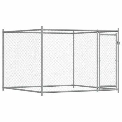 vidaXL Pasji boks z vrati siv 2x2x1,5 m pocinkano jeklo