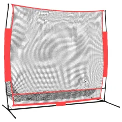vidaXL Prenosna baseball mreža črna in rdeča 215x107x216 cm poliester