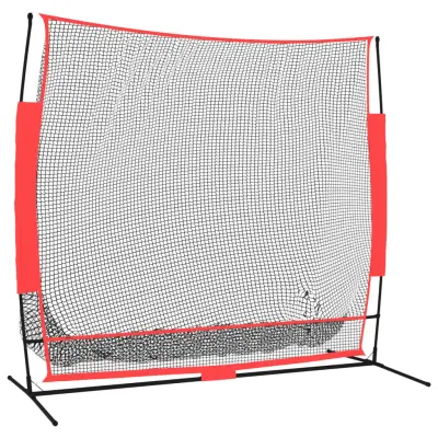 vidaXL Prenosna baseball mreža črna in rdeča 215x107x216 cm poliester