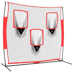 vidaXL Prenosna baseball mreža črna in rdeča 183x105x183cm poliester