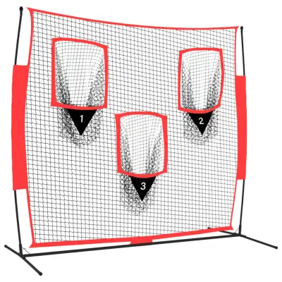 vidaXL Prenosna baseball mreža črna in rdeča 183x105x183cm poliester