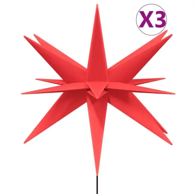 vidaXL Božične svetilke s konicami 3 kosi LED zložljive rdeče 35 cm