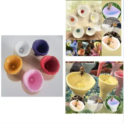 Fontana za čebele iz umetne smole v obliki rože (komplet 2 kosov) MultiColor