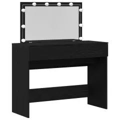vidaXL Toaletna miza z LED Črn hrast 100x40x120 cm