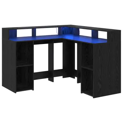 vidaXL Miza Črni hrast 130x130x91 cm Inženirski les