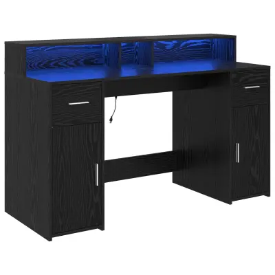 vidaXL Miza Črn hrast 140x55x91 cm Inženirski les