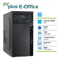 PCPLUS E-OFFICE I3-14100, 16 GB RAM, 1 TB SSD namizni računalnik