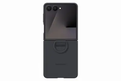 SAMSUNG Galaxy Z Flip7 Ring silikonski črn ovitek