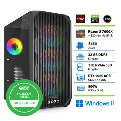 Namizni računalnik BOFX CENTAURI 3, Ryzen 5 7600x, 32 GB RAM, 1 TB SSD, RTX 5060, W11H|Gaming