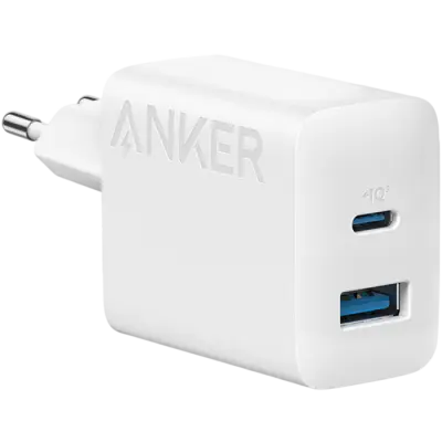 Adapter ANKER, USB-C, USB-A, 20 W, bel