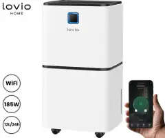 LOVIO LVDE12Y1 SmartDry razvlažilec zraka, 185W, 12L/24ur, 2L rezervoar, odtočna cev, WiFi, aplikacija, ionizacija, predfilter, časovnik, higrometer,