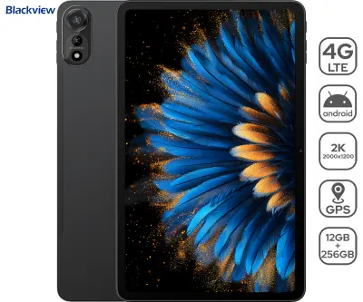 Tablica BLACKVIEW MEGA 2, 30,5 cm (12"), 4G LTE, 12 GB + 256 GB, IPS 2K, siv (Celestial Gray), z ovitkom in dodatki