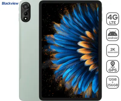 Tablični računalnik BLACKVIEW MEGA 2 30,5 cm (12"), 4G LTE, 12 GB RAM, 256 GB ROM, IPS 2K, Dual SIM, GPS, AI, + dodatki, zelen (Moss Green)