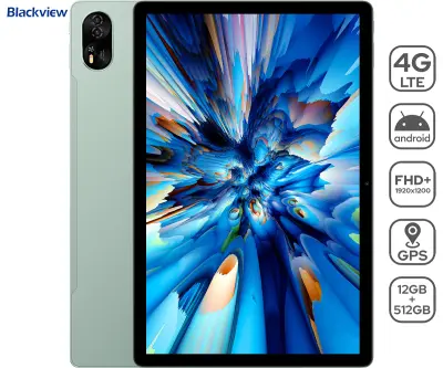 Tablični računalnik BLACKVIEW MEGA 8, 33,02 cm (13"), AI, 4G LTE, 12 GB RAM, 512 GB ROM, IPS FHD+, zelen (Lagoon Green), z dodatki
