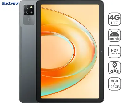Tablični računalnik BLACKVIEW TAB 60 PRO, 25,6 cm (10,1"), 4G LTE, 8 GB RAM, 128 GB ROM, IPS HD+, siv (Volcano Gray), z ovitkom