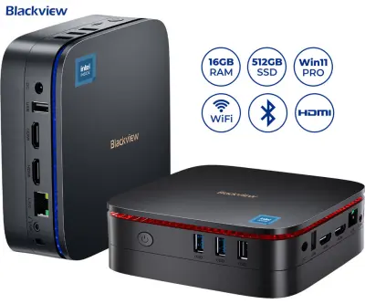 Namizni mini računalnik BLACKVIEW MP60, W11P, Intel N150, 16 GB RAM, 512 GB SSD, Dual WiFi, 4x USB, 2x HDMI