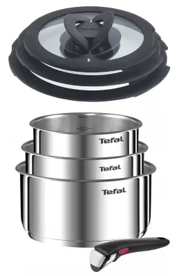 TEFAL INGENIO EMOTION 4-PIECE COOKWARE SET SAUCEPANS GLASS LIDS REMOVABLE HANDLE