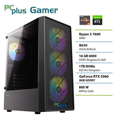 Gaming namizni računalnik PCPLUS Gamer, R5 7600, 16 GB RAM, 1 TB SSD, RTX 5060 8 GB