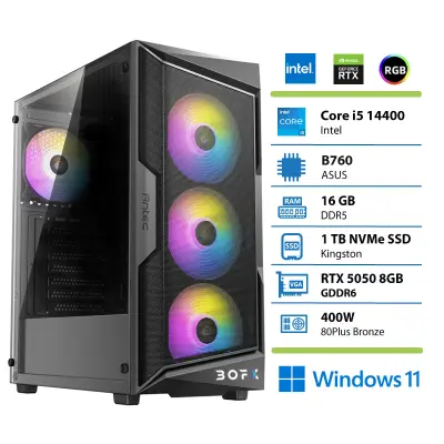Namizni računalnik BOFX TAURI 4 i5-14400, 16 GB RAM, 1 TB SSD, RTX 5050, W11H|Gaming
