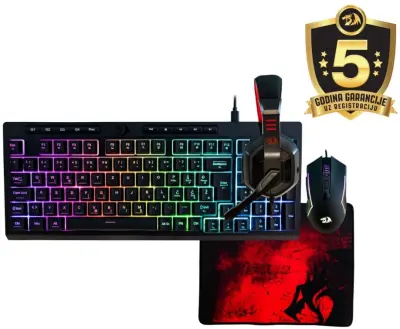 Komplet 4 v 1 REDRAGON COMBO S149-BA, tipkovnica s šumniki, miška, slušalke in podloga