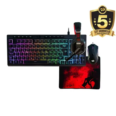 Komplet 4 v 1 REDRAGON COMBO S149-BA, tipkovnica s šumniki, miška, slušalke in podloga
